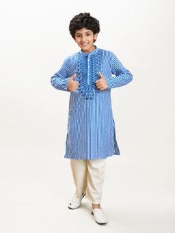 Bittu by Bhama - Blue Stripes Kurta and Pyjama