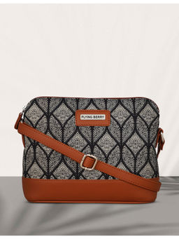 FLYING BERRY - Black Ethnic Graphic Print Handcrafted Vegan Leather Sustainable Sling Bag