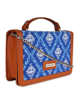 FLYING BERRY - Blue Ethnic Graphic Print Handcrafted Vegan Leather Sling Bag