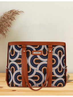 FLYING BERRY - Black Ethnic Floral Print Handcrafted Vegan Leather Sustainable Shoulder Laptop Bags