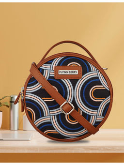 FLYING BERRY - Black Ethnic Graphic Print Handcrafted Vegan Leather Sling Bag