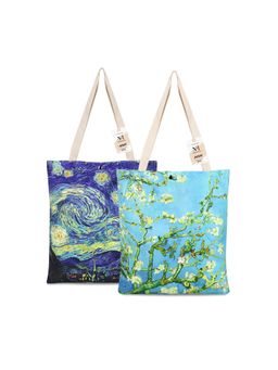 NFI Essentials - Canvas Printed Pack of 2 Tote Bags for Women with Tich Button