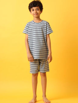 ANTHRILO - Blue Stripe Sleepwear T-Shirt and Short (Set of 2)