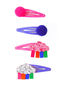 Accessorize London - Girls Cloud Pom Pom Hair Clips