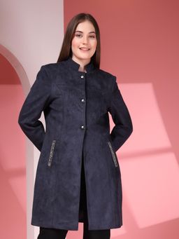Juelle - Navy Blue High Neck Coat