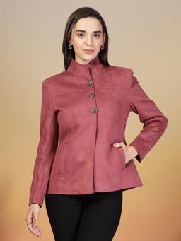 Juelle - Pink High Neck Long Sleeves Short Coat