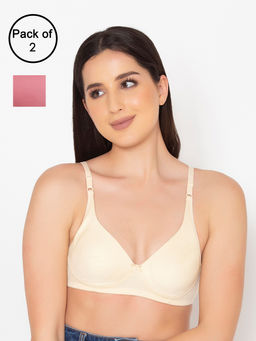 Clovia - Cotton Pack of 2 Non-Padded Non-Wired Full Cup T-shirt Bra (32B)