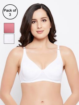 Clovia - Cotton Pack of 3 Non-Padded Non-Wired Full Coverage Bra (32A)