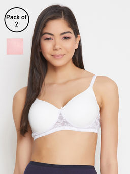 Clovia - Lace Pack of 2 Padded Non-Wired Full Coverage Bra (32B)