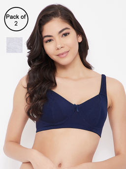 Clovia - Cotton Pack of 2 Non-Padded Non-Wired Full Cup Bra (32B)