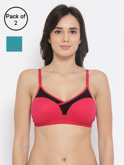 Clovia - Cotton Pack of 2 Non-Padded Non-Wired Full Coverage T-Shirt Bra (32B)