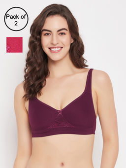 Clovia - Cotton Pack of 2 Non-Padded Non-Wired Full Figure T-shirt Bra (32B)