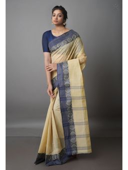 Unnati Silks - Beige Pure Handloom Superfine Bengal Cotton Saree