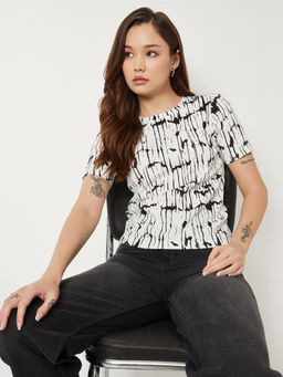 max - White Printed Round Neck T-Shirt