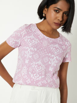 max - Pink Printed Round Neck T-Shirt