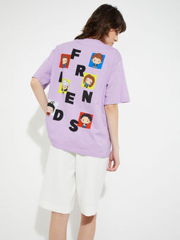 max - Lavender Printed Round Neck T-Shirt