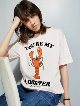 max - Pink Printed Round Neck T-Shirt