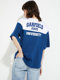 max - Blue Typography Round Neck T-Shirt