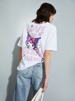 max - White Character Round Neck T-Shirt