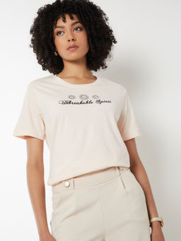 max - Pink Printed Round Neck T-Shirt