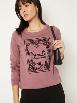 max - Pink Printed Round Neck T-Shirt