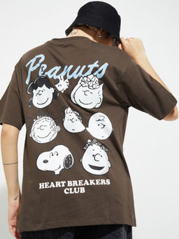 max - Brown Printed Round Neck T-Shirt
