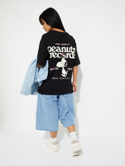 max - Black Printed Round Neck T-Shirt