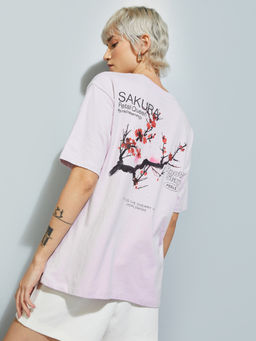 max - Lavender Floral Round Neck T-Shirt