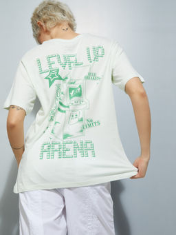 max - White Printed Round Neck T-Shirt