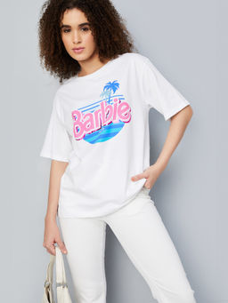 max - White Printed Round Neck T-Shirt