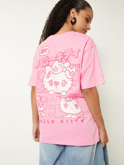 max - Pink Printed Round Neck T-Shirt