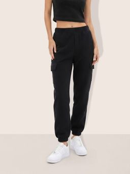 Freehand - Black Poly Solid Joggers