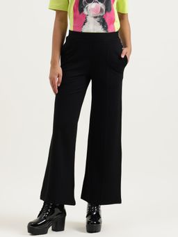 United Colors of Benetton - Black Viscose Blend Solid Trouser