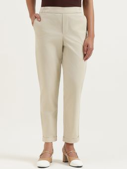 United Colors of Benetton - Off White Cotton Solid Trouser