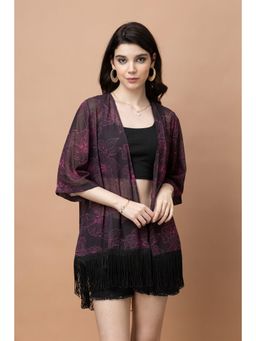 PURYS - Pink Georgette Floral Shrug