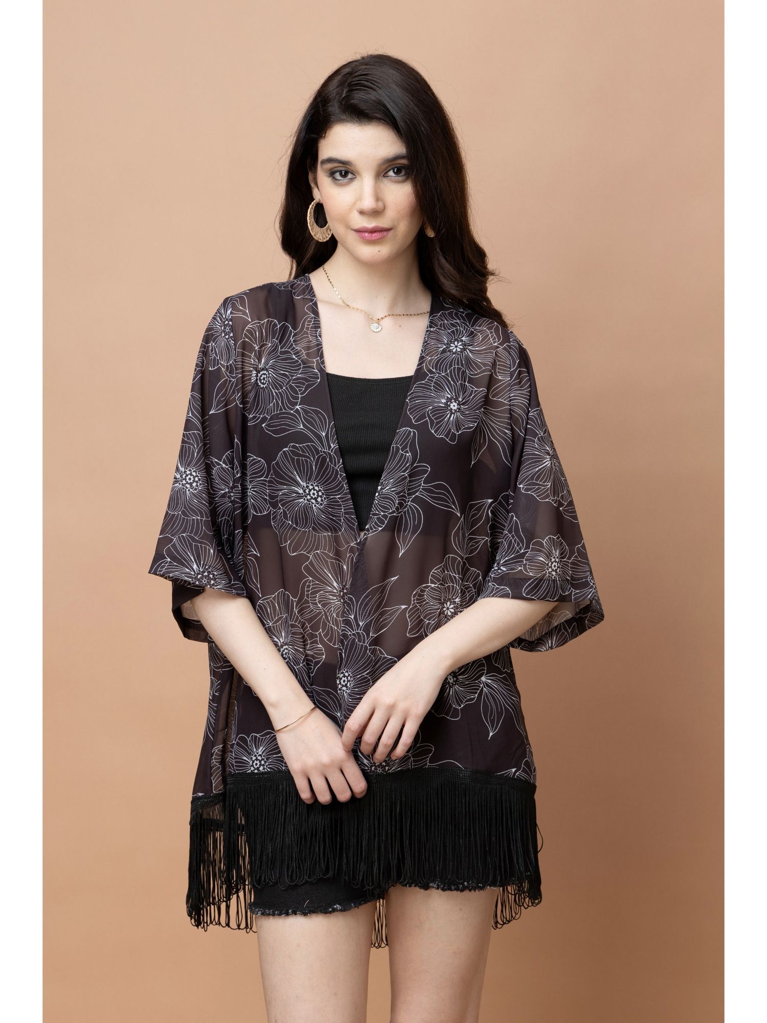 purys Black Georgette Floral Shrug-picture-22