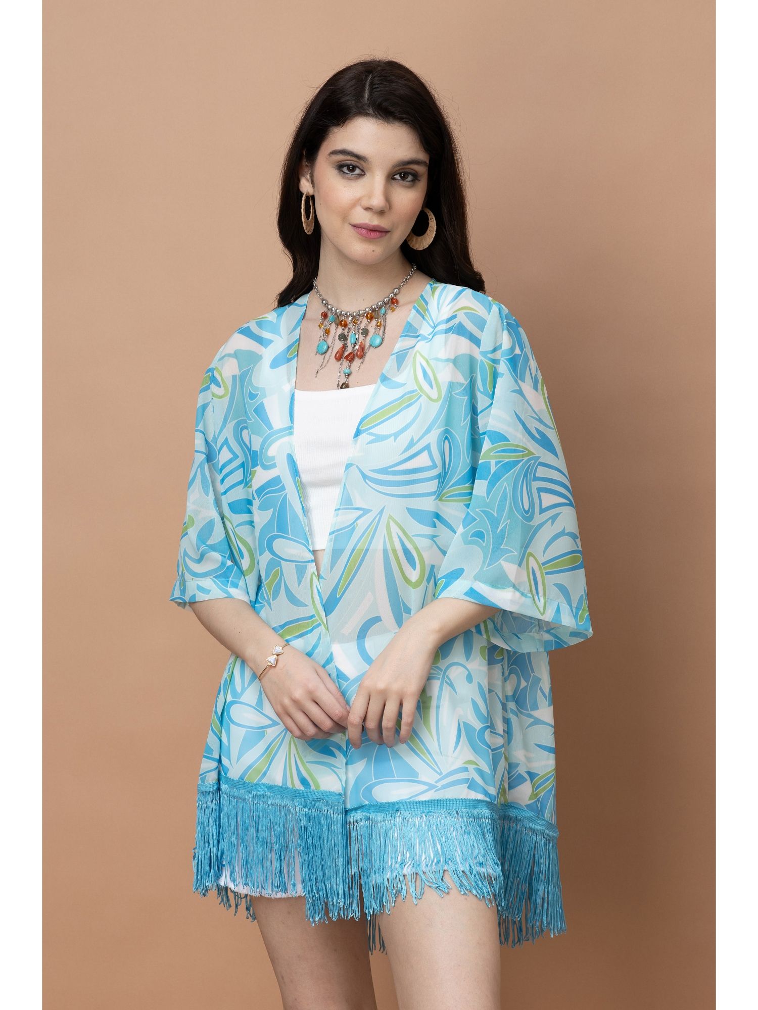 purys Blue Georgette Abstract Shrug-picture-31