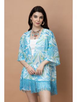 PURYS - Blue Georgette Abstract Shrug