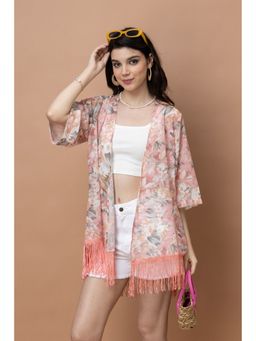 PURYS - Pink Georgette Floral Shrug