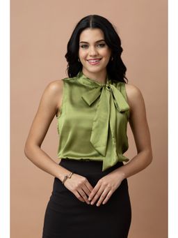 PURYS - Olive Satin Solid Top