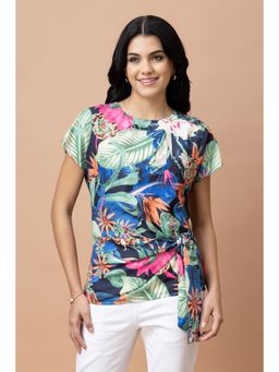 PURYS - Green Polyester Floral Top