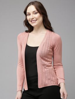 Style Quotient - Nude Viscose Rayon Self Design Shrug