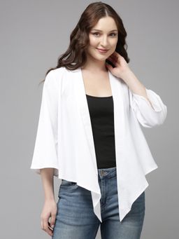 Style Quotient - White Polyester Solid Shrug