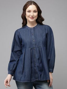 Style Quotient - Blue Cotton Solid Top
