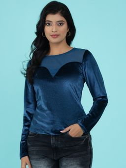 DELAN - Blue Polyester Solid Top