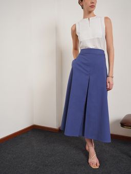 FABLE STREET - March By FableStreet Blue Pure Cotton Solid Skirt