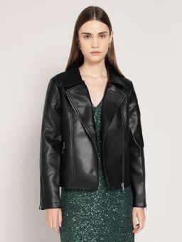 Cover Story - Black Polyester Solid Jacket