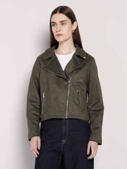 Cover Story - Olive Polyester Solid Jacket