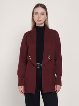 Cover Story - Maroon Viscose Rayon Solid Shrug