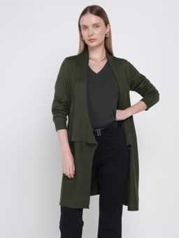Cover Story - Olive Viscose Rayon Solid Shrug